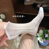 Hivava  Women Summer Socks Mesh Lace Sexy Ultra-thin Transparent Soft Short Sock Stretch Elasticity Ankle Lolita JK Sox Harajuku Retro