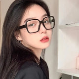 Hivava  Korean Big Frame Glasses Frame Girl Ins No Makeup Plain Glasses Men Eyewear Cute Decorative Computer Glasses