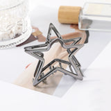 Hivava   -  6.5cm Alloy Star Hair Claw Clamp Girls Punk Sliver Ponytail Hair Clip Korean Hair Accessories Headwear Fashion Hair Crab Clips