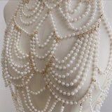 Hivava  Body Jewelry Pearl Pure Hand-woven New European And American Sexy Multi-layer Pearl Body Chain Vest Chain Female