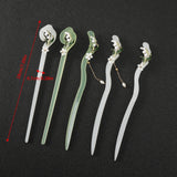 Hivava  -  18cm Women Hairpin Jade Lily of the Valley Tassel Hairpin Hair Clips Transparent White Hair Sticks Fashion Ponytail Accessories