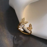 Hivava Fashion Korean Crystal Butterfly Rings For Women Girls Exquisite 3 Butterflies Zircon Finger Ring Accessories Jewelry Gifts