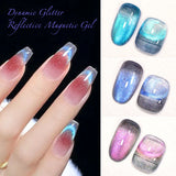 Hivava  -  7ml Cat Magnetic Gel Nail Polish Semi Permanent Dynamic Glitter Reflective Nail Gel Soak Off UV Gel Nail Art Varnish