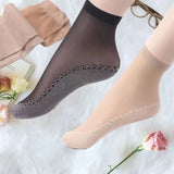 Hivava  10Pairs Spring Summer Women Soft Socks Velvet Silk Socks Non-Slip Bottom Splice Transparent Ladies Ultrathin Breathable Sock