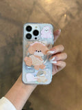 Hivava  Transparent Magnetic Phone Case For Iphone 15 Pro Max 15ProMax 13 14Pro 13ProMax 13Pro 12 14 Stand Holder Cute Puppy Ins Cover