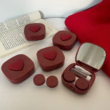 Hivava Women Color Contact Lens Case Red Heart Contact Lenses Box for Eyes Care Kit Glasses Case Holder Container