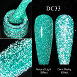 Hivava  -  Reflective Glitter Gel Pink Sparkling Sequins Gel Nail Polish Soak Off UV Nail Gel Semi-permanent Nail Art Decoration