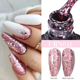 Hivava  -  7.5ml Red Glitter Nail Gel Polish Summer Laser Silver Sequins Manicure Semi Permanent Soak Off Nail Art Gel Varnish