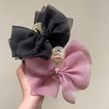 Hivava  -  Summer New Solid Color Mesh Tulle Bow Hair clips Elegant Women Ponytail Braid Hair Claw Clip Hair Clip Headwear Hair Accessories