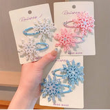 Hivava  -  Blue White Snowflake Hair Clip Fashion Barrettes Party Gifts Snowflake Hairpins Christmas Hair Accessories Xmas Bow Hair Clip