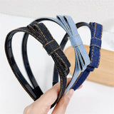 Hivava  -  1.5cm Simple Antislip Toothed Head Hoop Side Denim Bow Knotted Headbands for Women Girls Daily Shopping Hair Hoop Accessories