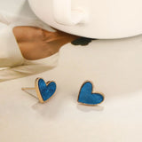 Hivava  -  New Korean Sweet Cute Heart Stud Earrings for Women Girl Fashion Blue Glaze Aesthetic Geometric Earrings Minimalist Jewelry Gift