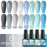 Hivava  -  6/8pcs Gel Nail Polish Set Nude Pink Gel Varnishes Kit Glitter Soak Off Uv Led Gel Semi Permanent Nail Art Gel Lacquer