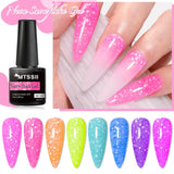 Hivava  -  7ml Snowflake Gel Nail Polish Neon Fluorescent Gel Semi Permanent Pink White Snow Sequins Nails Art Design Varnish UV LED