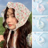 Hivava  -  New Girl Lace Pastoral Style Headbands Hair Scarf For Women Floral Butterfly Hairbands Headwrap Fashion Turban Hair Accessories