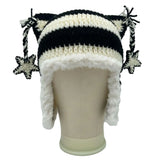 Hivava  -  jewelry Kitten Ear Crocheted Hat Headgear for Outdoors Striped Skiing Hat Cartoon