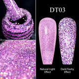 Hivava  -  7ml Purple Fluorescent Reflective Gel Nail Polish Neon Glitter Sparkly Semi Permanent UV LED Gel Nail Art Varnish