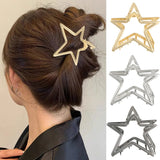 Hivava   -  6.5cm Alloy Star Hair Claw Clamp Girls Punk Sliver Ponytail Hair Clip Korean Hair Accessories Headwear Fashion Hair Crab Clips