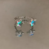 Hivava  Fashion Shiny Rhinestone Opening Couple Rings For Women Men Vintage Crystal Star Adjustable Ring Lover Y2K Jewelry