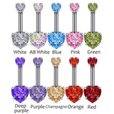 Hivava  Heart Crystal Belly Button Rings Belly Steel Bar Navel Piercing Jewelry Hot Summer Women Jewelry Navel Piercing Belly Nombril