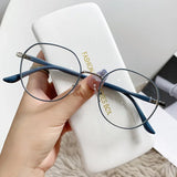 Hivava Ins Metal Round Decor Round Glasses Women Anti Blue Light Computer Glasses Black Metal Spectacle Frame 0 Diopter 2024 Glasses