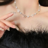 Hivava Korean Fashion Hollow Star Pearl Choker Necklace for Women Sweet Aesthetic Charm Bracelets Harajuku Trend Y2k Jewelry