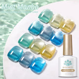 Hivava   -  Mint Green Color Cat Magnetic Gel Nail Polish Sparkle Glitter Gel Varnis Semi Permanent 10ml for Summer Manicure DIY