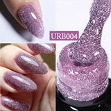 Hivava  -  7ml Champagne Gold Reflective Glitter Rubber Base Gel Nail Polish Sparkling Glowing Semi Permanent Nail Art UV Gel