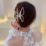 Hivava  -  Simple and stylish Bow Pearl Hair Claws Hair Accessories Metal Grab Clip Hair Clip Shark Clip Ponytail Claw Clip WOMAN HAIR CLIP