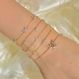 Hivava  -  Shiny Plated Gold Shiny Zircon Blue Flower Bracelet for Women Girl Korean Temperament Exquisite Jewelry Gifts