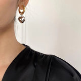 Hivava  -  Statement Minimalist Gold Color Mixed Solid Heart Pendant Hoop Earrings Korean Fashion Jewelry Gifts