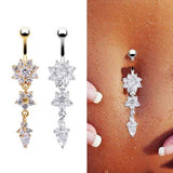 Surgical Crystal Belly Button Rings Navel Ring Zircon Drop Dangle Body Belly Piercing Jewelry for Women Beach Belly Navel Rings