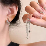 Hivava  -  Y2K Zircon Cloud Drop Earrings for Women Rhinestone Hoop Earring New Year Aesthetic Geometric Tassel Rain Cloud Dangle Earrings