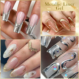 Hivava  -  5ml Metallic Liner Painting Gel Nail Polish Chrome Rose Gold Silver Super Bright Mirror Effect Drawing Gel Nail Varnish