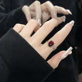 Hivava  -  Gothic Red Opal Irregular Natural Stone Rings Red Stone Rings for Women Y2K Animal Tail Spider Ring Aesthetic Creative Jewelry