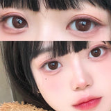 Hivava  -  2pcs Yearly Contact Lenses Eye Cartoon Eye Large Diameter Lens Natural Student Color Cosmetics with Diopter Myopia Lens