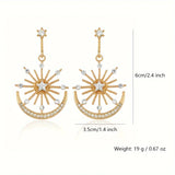 Hivava  -  Ramadan  Earrings Trendy Moon & Star Design Paved Shining Rhinestone Match Daily Outfits Party Accessories