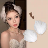 Hivava  -  White Feather Hair Clip Ballet Style Faux Pearl Charm Artificial Swan Feather Hair Pins Women Girls Wedding Bride Christmas