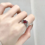 Hivava  -  Gothic Red Opal Irregular Natural Stone Rings Red Stone Rings for Women Y2K Animal Tail Spider Ring Aesthetic Creative Jewelry