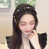 Hivava  Pearl Twist Braid Hair Band For Women Toothed Non-slip Hair Hoop Designer Elastic Headband Fashion Braids Hair Accessories Girls