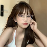 Hivava  Korean Small Clear Round Glasses Frame Women Sweet Girl Ins No Makeup Plain Glasses Men Eyewear Cute Decorative Computer Glasses