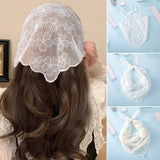 Hivava  -  Flower Lace Triangle Scarf Hair Band White Fashion Bandana Turban Headband For Women Headwarp Hair Accessories