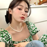 Hivava Vintage Style Simple 6MM Pearl Chain Choker Necklace For Women Wedding Love Shell Pendant Necklace Fashion Jewelry