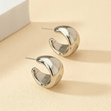 Hivava  -  New Gold Color Round Chunky Earrings for Women Lightweight Smooth Metal Open Thick Hoops Fashion Trendy Jewelry