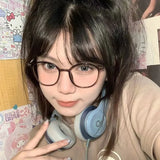 Hivava  Korean Blush Glasses Frame Girl Ins No Makeup Plain Glasses Men Light Eyewear Cute Decorative Computer Glasses