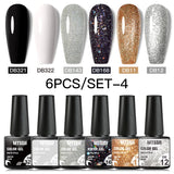 Hivava  -  6Pcs/Set Coffee Series Gel Nail Polish Autumn Nail Art Gel Varnish Semi Permanent Soak Off UV Gel Manicure Kit For Nails