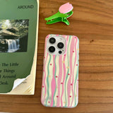 Hivava  Dopamine Colorful Stripe Sand Shiny Coque For Iphone 13Pro 15Pro 13 12 14 15 Pro Max 13Pro 15ProMax Ins Love Stars Phone Case