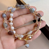 Hivava  -  Fashion Double-Layer Crystal Pearl Beaded Bracelet For Women Vintage Ethnic Stacking Bracelets Bangle Hand Jewelry Gifts