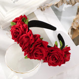 Hivava  -  Simulation Rose Headband For Women Romantic Red Bezel Hair Hoop Hair Bands Girls Wedding Hairband Hair Accessories