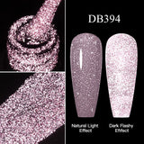 Hivava  -  Reflective Glitter Gel Pink Sparkling Sequins Gel Nail Polish Soak Off UV Nail Gel Semi-permanent Nail Art Decoration